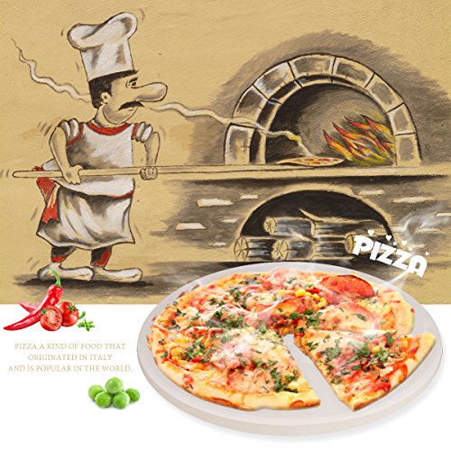 Extra Thick Round Pizza Stone for Cooking Baking Grilling-JUNING