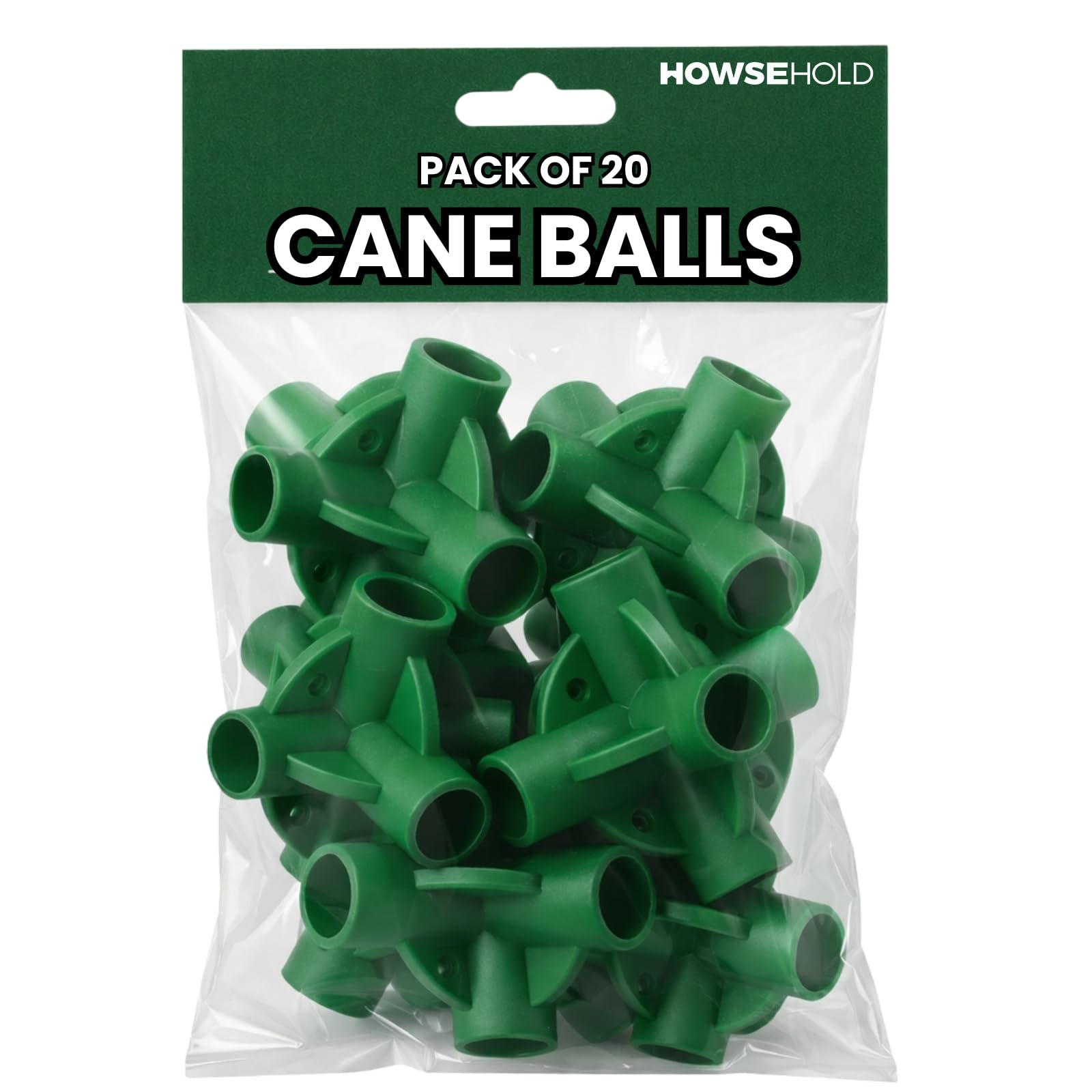 Flexible Cane Ball Connectors (Pack of 20) Garden Bamboo Cane Joiners for Fruit Cages, Netting Frames & Garden Tunnels, Strong Plastic Plant Support for Allotments & Raised Beds
