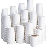 LITOPAK 400 Pack 8 oz Disposable Paper Coffee Cups, White Paper Hot Coffee Cups for Party, Picnic, Travel, and Events