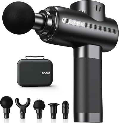 RENPHO Massage Gun Deep Tissue 3200 RPM USB Type-C Charging Portable Case