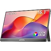 ARZOPA Portable Monitor, 16.1" FHD 1080P Kickstand 100% sRGB High Color Gamut Portable Laptop Monitor IPS Eye Care Screen for