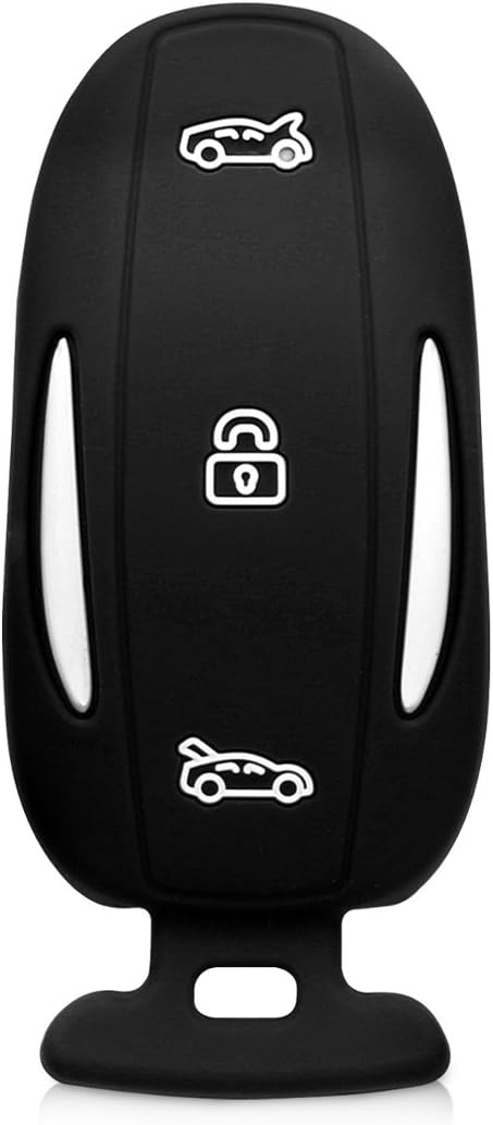 kwmobile Key Cover Compatible with Tesla Model X Car Key - Soft Silicone Car Key Fob Holder Protector Case - Black - Image 3