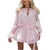 LRF Pink White Summer Sexy Y2k Trendy Party Beach Long Sleeved Dress Cute Vacation Mini Dress