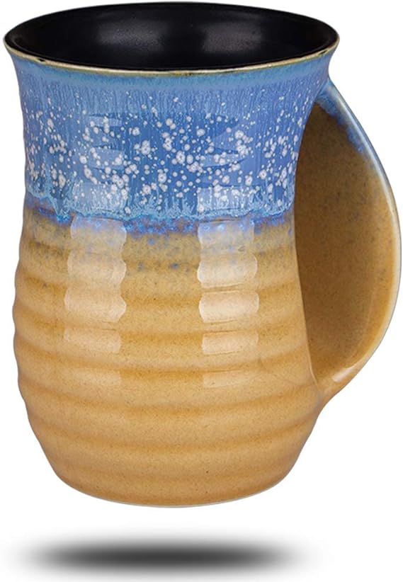 Handwarmer Coffee Mug Handmade Pottery (UPGRADED) 16 Ounce Large Hand Warmer Ceramic Mugs for