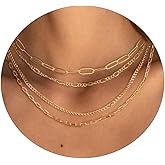 VIROMY Gold Necklace for Women 14k Gold Chain Necklaces Dainty Layered Necklaces Simple Stackable Pendant Necklaces Herringbone Cuban Paperclip Chain Gold Choker Necklaces Gold Jewelry for Women