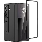 Miimall Slim Case for Samsung Galaxy Z Fold 7 Case with Screen Protector, [Wireless Charging]Built-in Adjustable Kickstand & Magnetic Hinge Protection Full-Body Phone Case for Galaxy Z Fold 7 5G Black