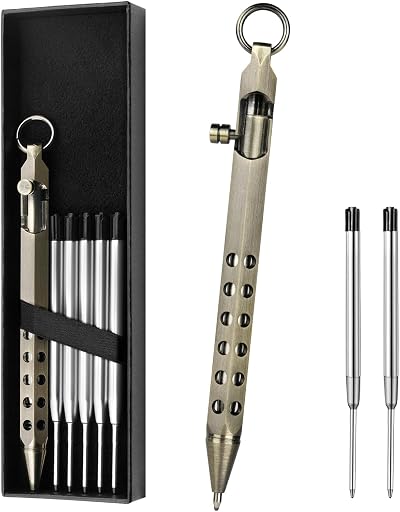 AUAUY Bolt Action Pen with Gift Case 1mm Black Ink Refill 5 Refills