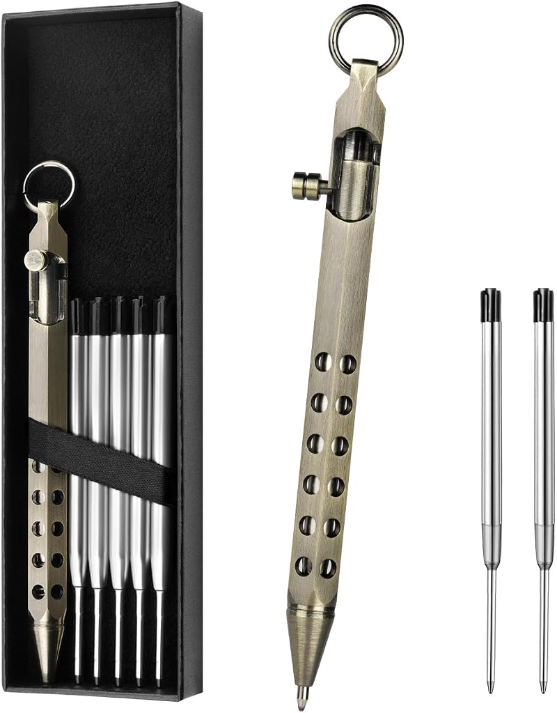 AUAUY Bolt Action Pen with Gift Case 1mm Black Ink Refill 5 Refills