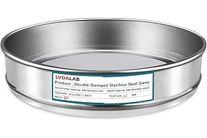 LVDALAB 304 Stainless Steel Lab Sieve Screen Mesh, 80 Mesh (0.2mm) Aperture Test Sieve, 12Inch(30cm) Diameter Economy Standard Analysis Sample Test Sieves for Industrial Laboratory Homes