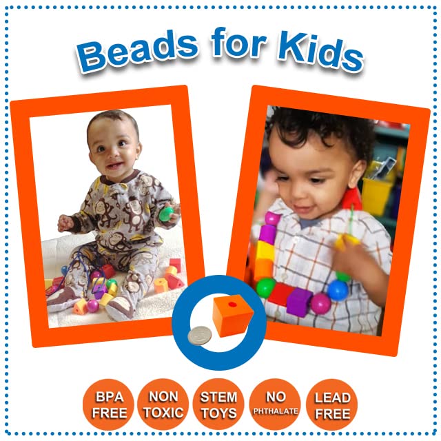 Skoolzy Jumbo Lacing Beads 40 Piece Set Autism Fine Motor Skills