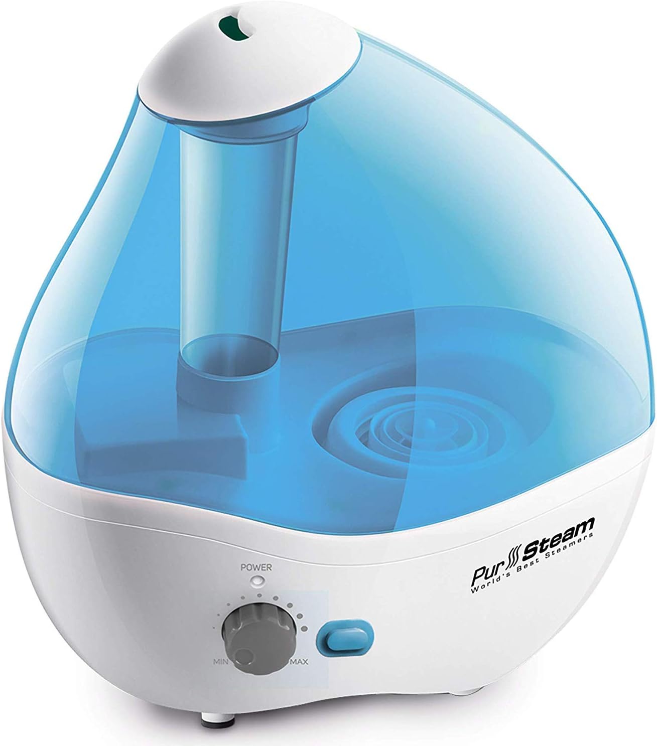 PurSteam 4L Ultrasonic Cool Mist Humidifier - Superior Humidifying Unit with Whisper-Quiet Operation and Automatic Shut-Off. Large Water Tank Allows Over 20 hrs of Operating Time, Small