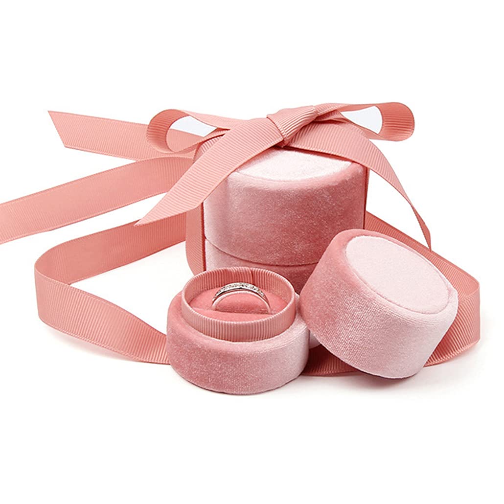 iSuperb 2ps Velvet Jewelry Box Pink Ring Gift boxes Blue Pedant Box Round Necklace Organizers Blackish Green Jewelry Case for Birthday Engagement Wedding Anniversary