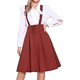 Allegra K Women's Cute Suspender Skirt High Waist Overall Corset Skater Skirt Short Mini Dress