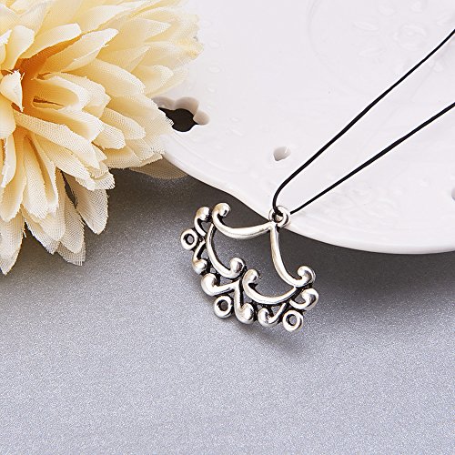 pandahall 10pcs Antique Silver Tibetan Style Ring Chandelier Component Links for Dangle Earring Making Fan 31.5x26x2.5mm, Hole: 2mm