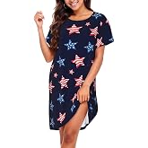 YSBKN Nightgowns For Women Soft Sleepshirt Short Sleeve Lounge Dress Casual Ladies Sleepwear