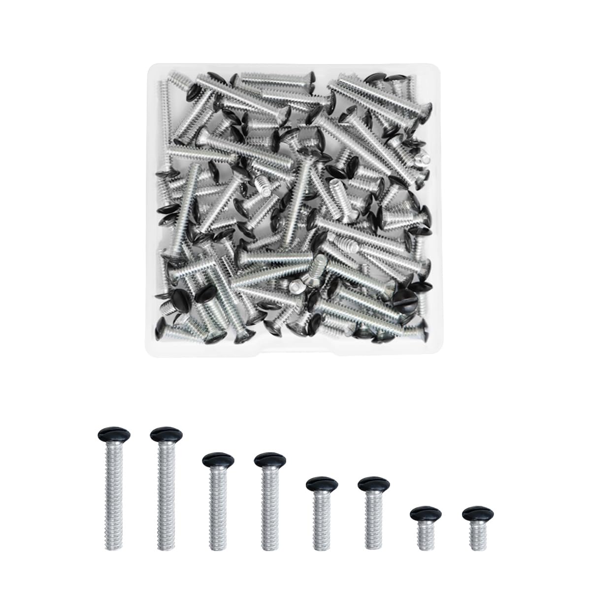 Photo 1 of 100 Pcs Wall Plate Screws, Outlet Plate Screw, 4 Length, 3/8", 1/2", 3/4", 1 inch, 6-32 Thread, Outlet Screws (Black)