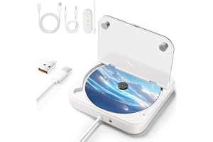 DDUP Portable CD Player for Car with USB & AUX – Universal External CD Drive with Anti-Skip, USB Extension Cable, Plug & Play for Vehicle, Laptop, TV – Compatible with Android 4.4+
