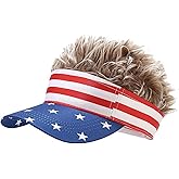 Lrastok Men Visor Cap with Hair Fake Adjustable Novelty Spiked Wig Baseball Caps