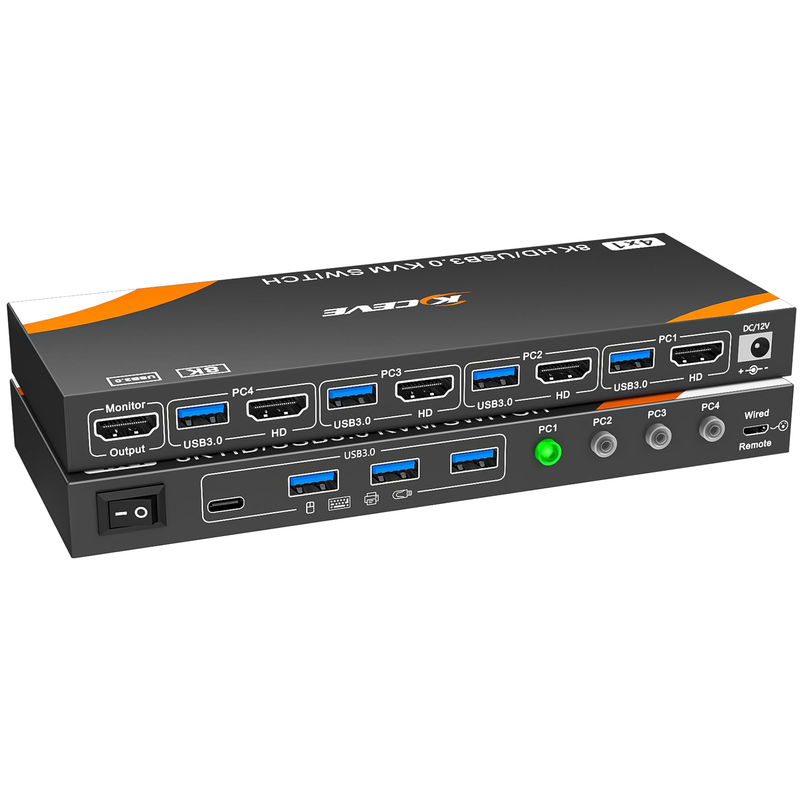 Photo 1 of HDMI KVM Switch 4 Computers 1 Monitor, USB 3.0 HDMI KVM Switch 4 Port 4K@120Hz. Support 8K@60Hz Resolution for 4 Computers Share Mouse Keyboard and Monitor