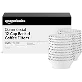 Amazon Basics Commercial 12-Cup Basket Coffee Filters, 1000 Count, Fits Bunn and Most Basket-Style Coffeemakers, White