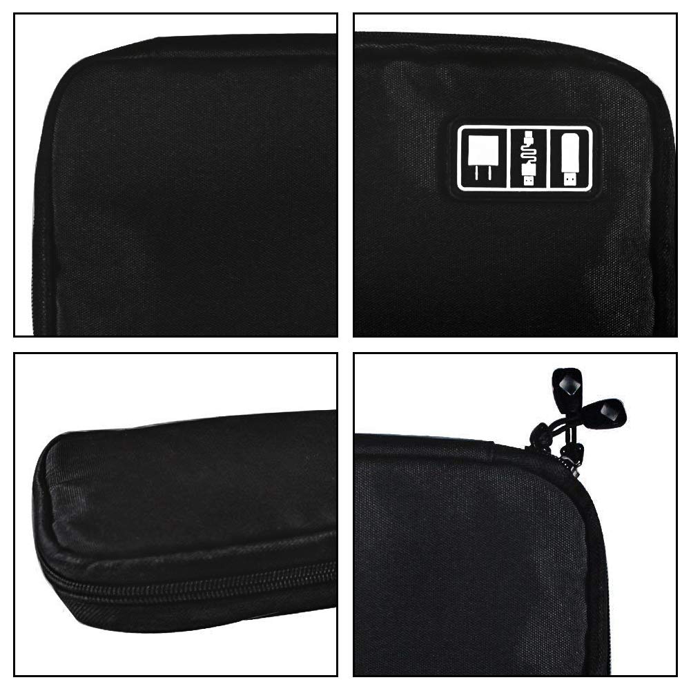 Ciaoed Elektronische Tasche Kabeltasche Zubehör Reisetasche Kabel Organizer Tasche für Elektronisches Zubehör Wie Festplatte Und Handy USB Cable Power Banks Festplatte Schwarz