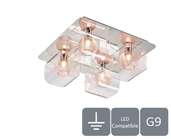 Harper Living 4xg9 Semi Flush Ceiling Light Decorative Inner Mesh