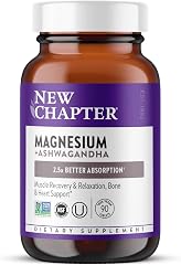 New Chapter Magnesium Glycinate 325mg & Ashwagandha Supplement, 90 Tablets | Magnesium Glycinate Bisglycinate, Highly Absorba