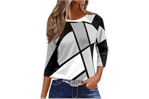 BXJX Womens 3/4 Length Sleeve Graphic Shirts Plus Size Crewneck Blouse Tops Dressy Casual Shirts Fall Fashion Clothes