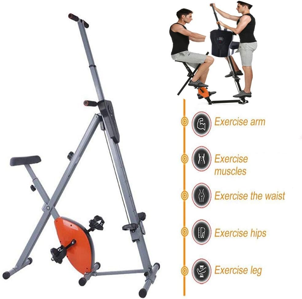 WXH Multifunction Very Silent Vertical Climber Climbing Stepper Exercise Bike Machine, 2 In 1 Magnetic Control Home Gym, for Home Body Trainer Workout