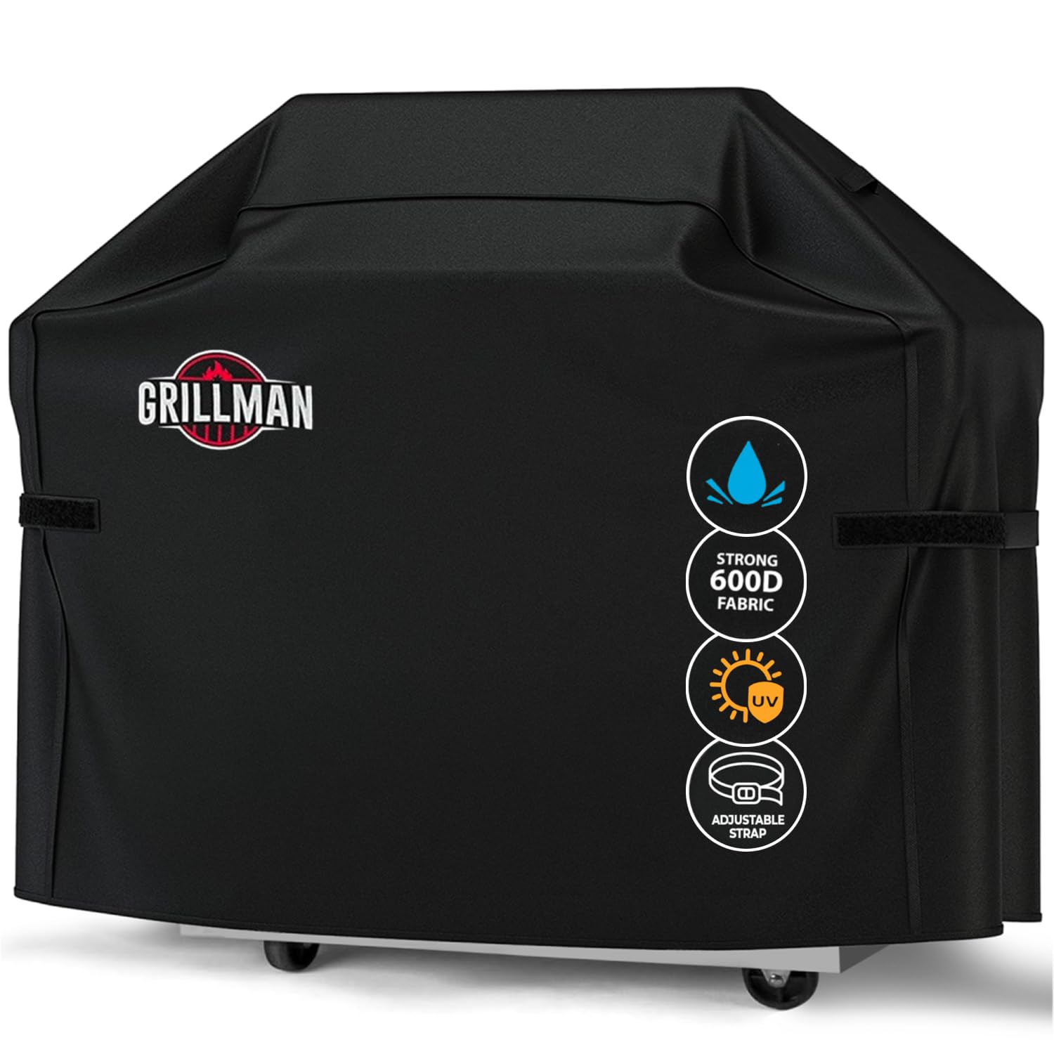 Grillman Heavy Duty Waterproof BBQ Cover - 183L x 66W x 130H cm Large Gas BBQ Cover for Weber, Char Broil, Outback - UV Resistant, Windproof, Rip-Proof Barbecue Protector - Black — image 1