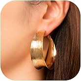 Large Gold Hoop Earrings for Women Trendy Wide Hoop Earrings Large Big Flat Chunky Hoops Statement Earring Jewelry Gifts