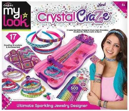 Cra-Z-Art My Look Crystal Craze Ultimate Sparkling Jewelry Designer Kit (46658). 17 Dazzling Bracelets and Accessories (Over 500 Gems and Stickers). For Children and Teen Girls.