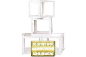 PABUES Baby Boxes with 30 PCS Letters, 4 Transparent Balloon boxes for Gender Reveal Birthday Wedding Baby Shower Decorations