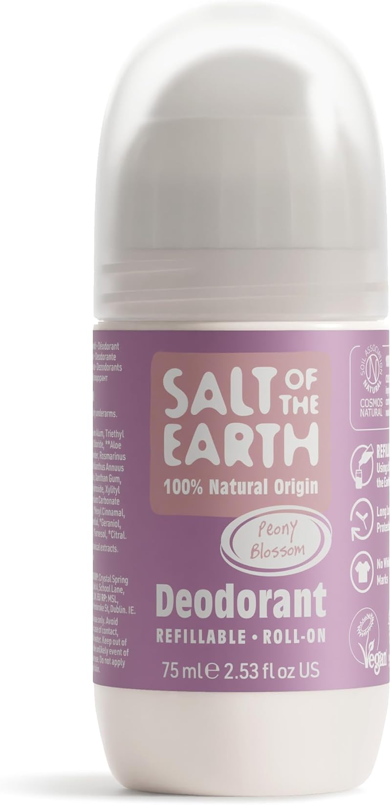 Salt Of The Earth Peony Blossom Refillable Roll On Deodorant 75ml UK