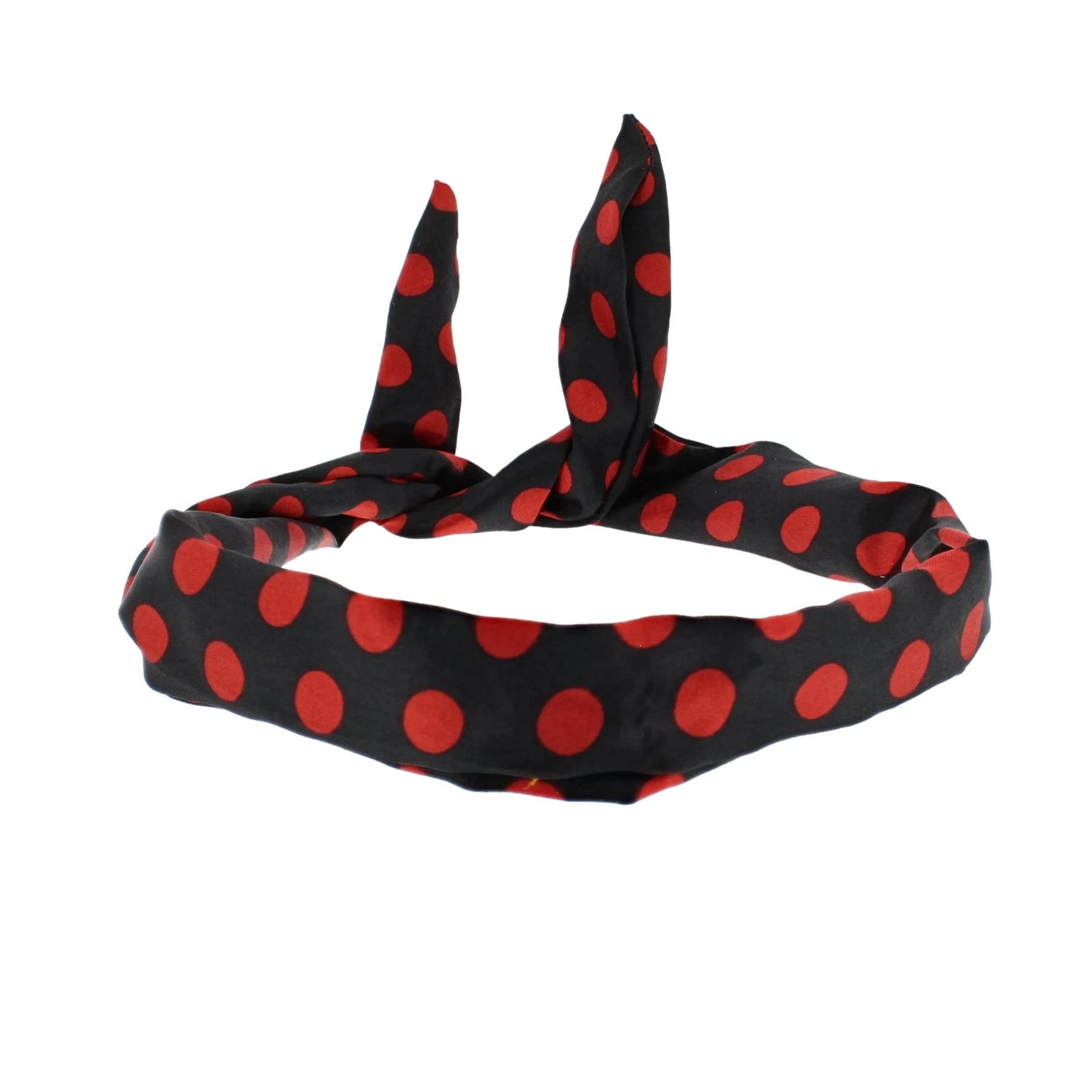 Topkids Accessories Pattern Wire Headbands for Women's Hair, Girls Headbands Hair Bands for Women Accessories for Women Head Bands Adult (Black/Red Satin Polka Dot)