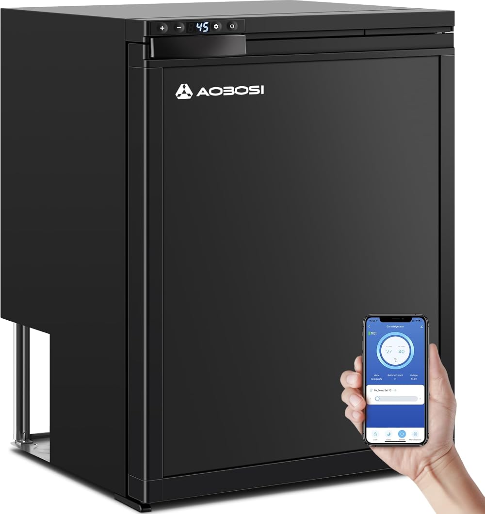 AAOBOSI 65L Campervan Fridge Freezer 12V APP Control Car Truck Boat