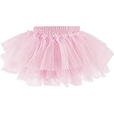 Baby Girls Soft Fluffy Tutu Skirt with Diaper Cover, Tulle Dress Skirt 3 Layers Soft for Newborn,Toddler