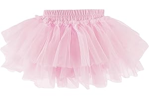 BABY AMABC Baby Girls Soft Fluffy Tutu Skirt with Diaper Cover, Tulle Dress Skirt 3 Layers Soft for Newborn,Toddler