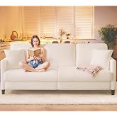 Welzona Couches for Living Room, 83"Teddy Sofa Couch, Sofas for Living Room | Tool-Free Setup Loveseat Sofa, All-Wood Love Seat Couches, 7.5"Spring Seat Cushion, Small Couch for Bedroom, 2 Pillows, Beige