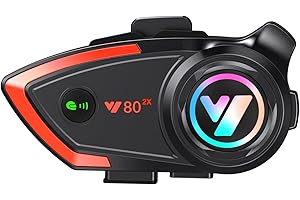 Wisoqu Motorcycle Headset, BT 5.0 Helmet Intercom Communication System with CVC Noise Reduction, IPX6 Waterproof, for ATV Sno