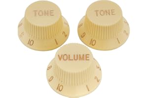 Musiclily Pro Imperial Inch Size 1 Volume 2 Tone Stratocaster Knobs Set for USA Made Strat Style Electric Guitar, Cream