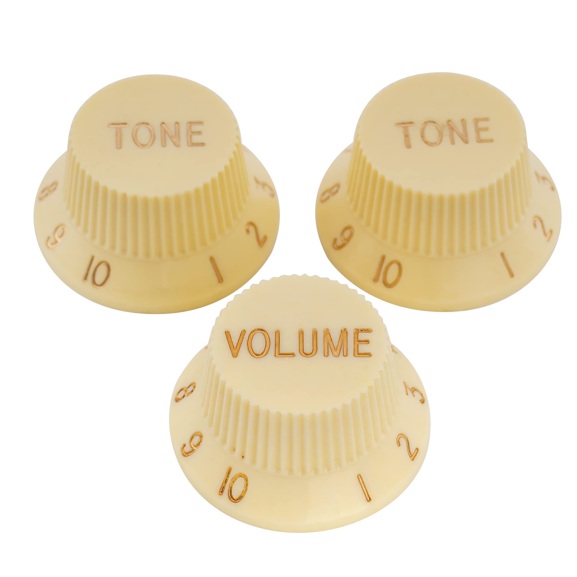 Musiclily Pro Imperial Inch Size 1 Volume 2 Tone Knobs Set for USA Made Strat Style Electric Guitar, Cream