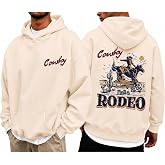 Bobeutou Western Hoodies for Men Vintage Rodeo Cowboy Sweatshirt Graphic Hoodie Country Concert Pullover Tops