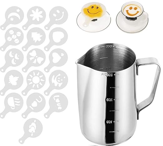 Liuer 350ML Espumador de Leche Manual Jarra de Leche Taza de ...