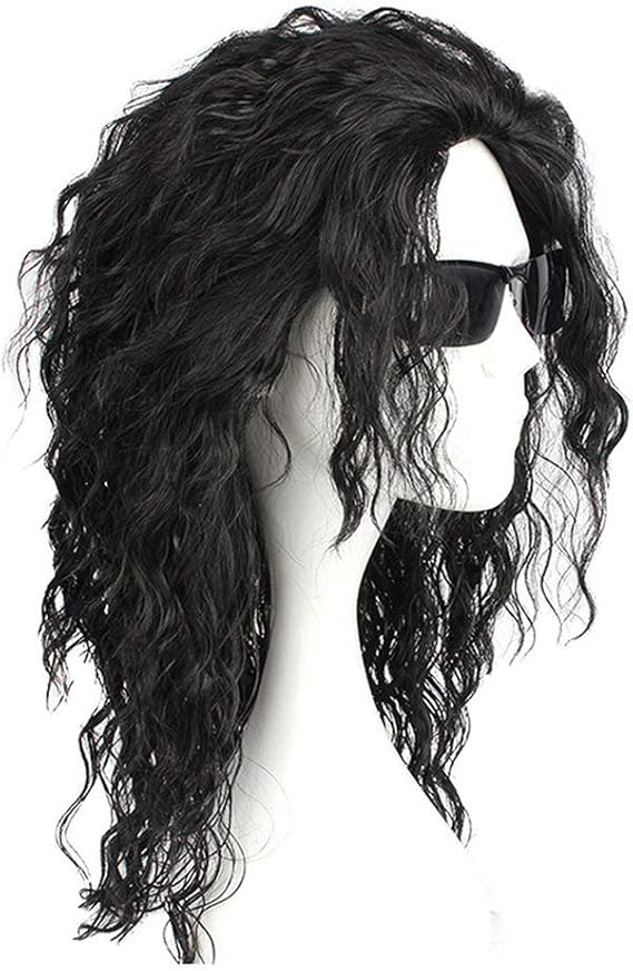Amazon Co Jp Shuanghao メンズ マイケル ジャクソン Cos かつら Mj コスプレ ブラック ファッション ハンサム ロング カーリー ヘアー キャップ ロング 50cm ブラック ホビー