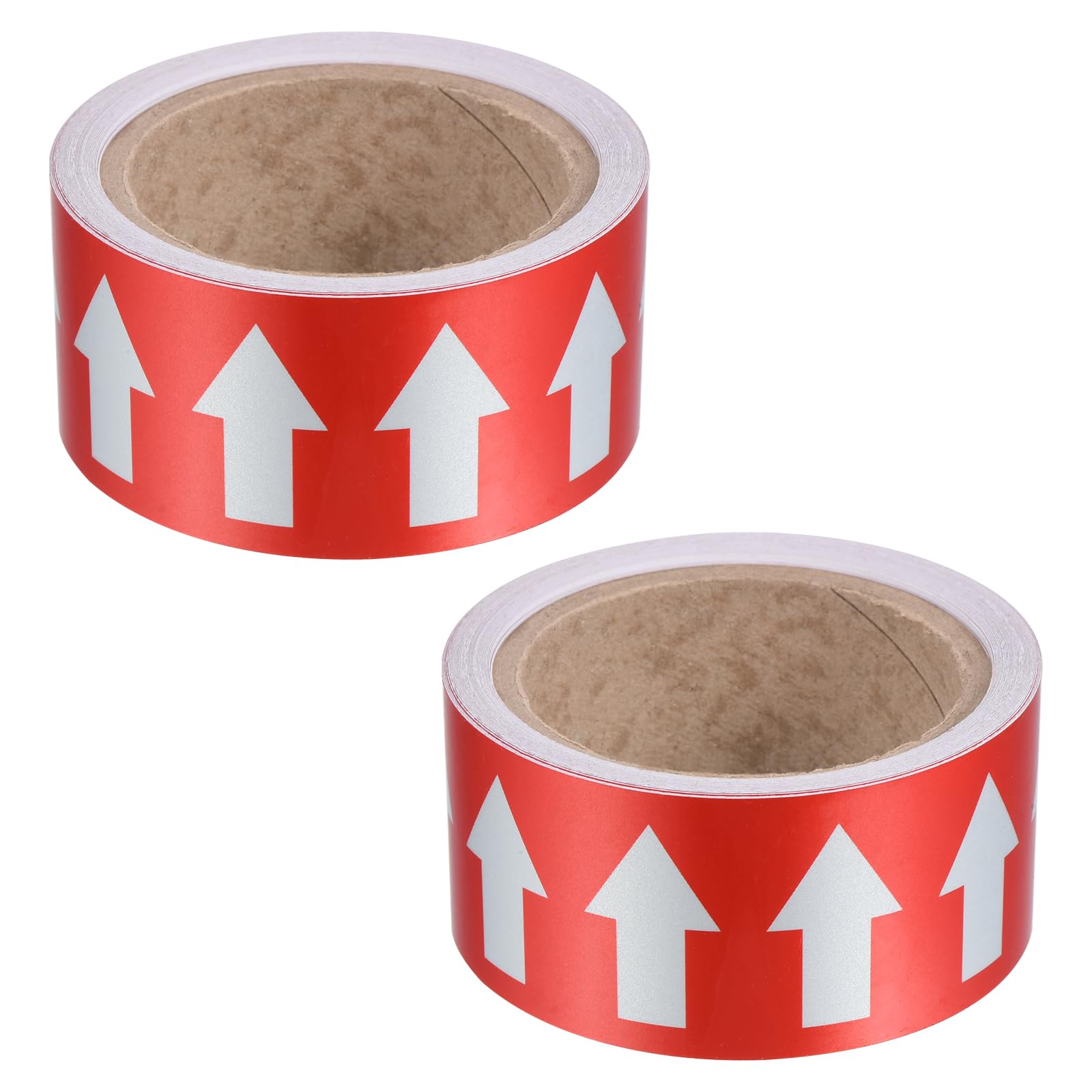 PATIKIL Flow Arrow Tape, 2 Roll Polyethylene Pipe Marking Sticker with Reflective Strip, Waterproof Heat Resistant, for Pipe Flow Directional Identification, 2 Inch x 33 Ft, Red/White