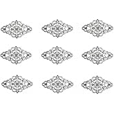 ALIMITOPIA 40pcs Filigree Flower Plate Charms,Hollowed-out Rhombic Pendant Connector for DIY Jewelry Making Wrapping Accessories (Antique Silver Tone)