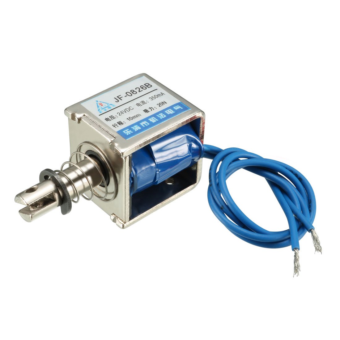 sourcingmap DC 24V 20N 10mm Stroke Pull Push Type Solenoid Electromagnet Open Frame Type Linear Motion JF-0826B