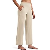G4Free BareFeel Ankle Length Wide Leg Yoga Pants for Women Soft High Stretch Casual Pants with Pockets 25"/27"/29"