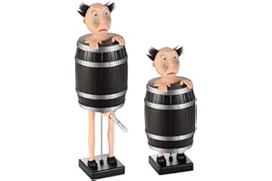 CHOICEDC Funny Cigarette Dispenser, Prank Automatic Bounce Cigarette Case, Weird Old Man in The Wooden Barrel Cigarette Box Figurines Statue for Christmas Party Home Decor, Prank Toy Gift for Man